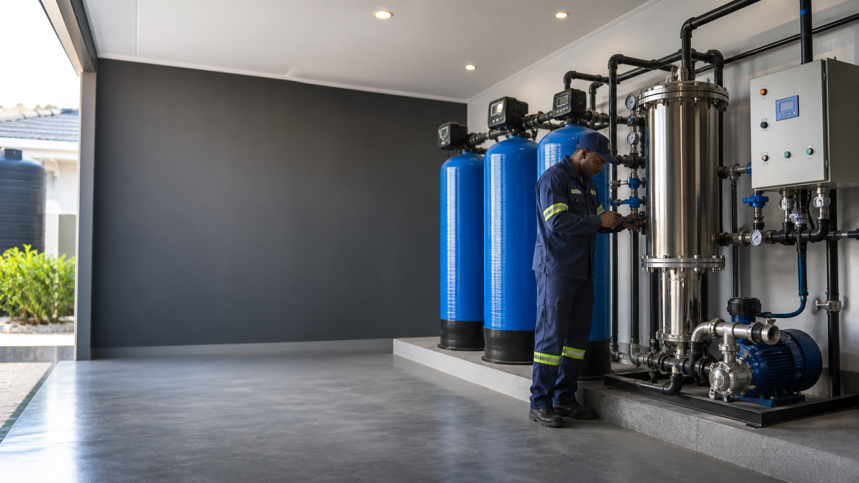 Modern water filtration installation